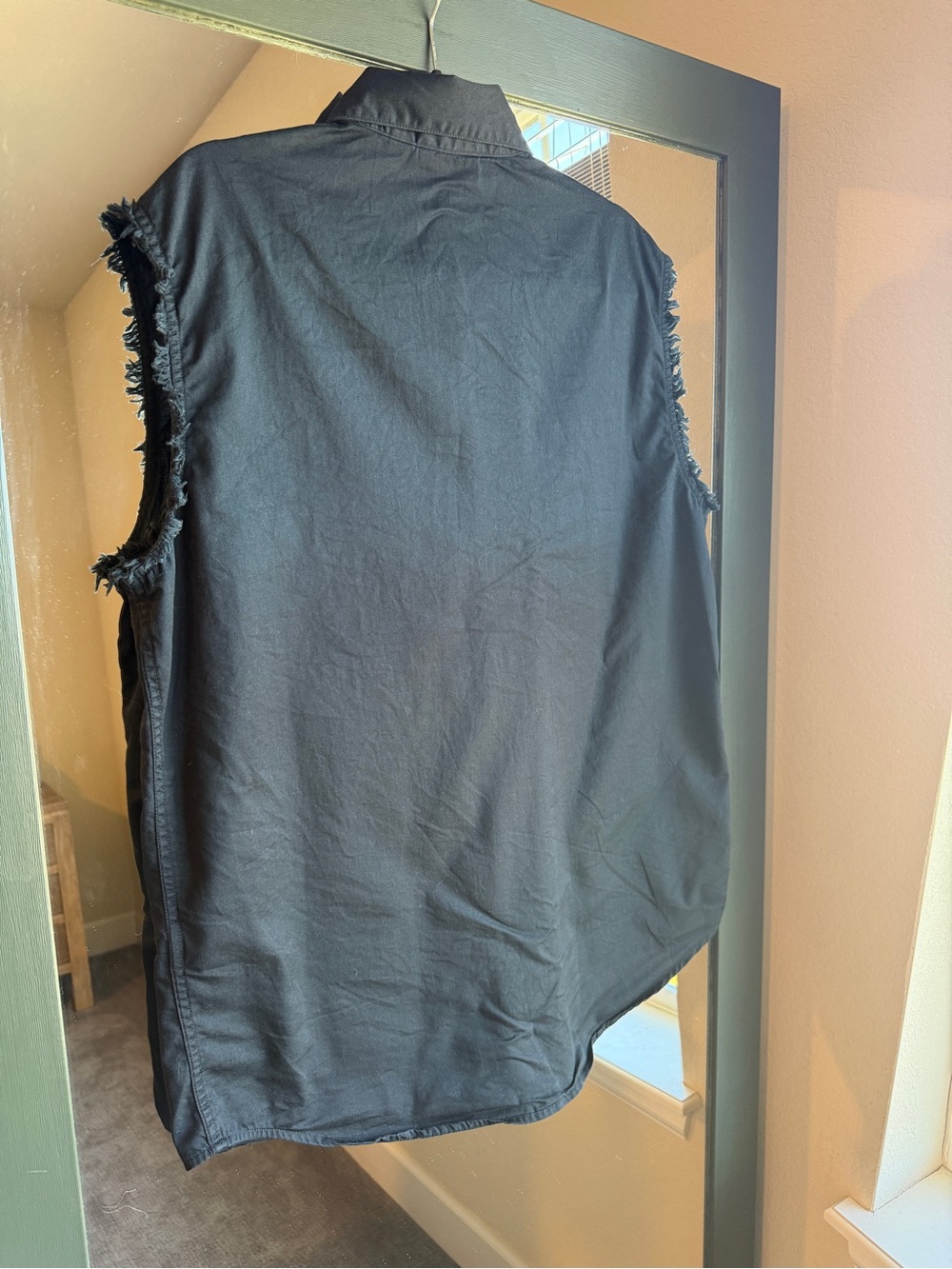 Harley-Davidson Black Raw Edge Blowout Sleeveless Button Down Vest Biker Top - Picture 5 of 7